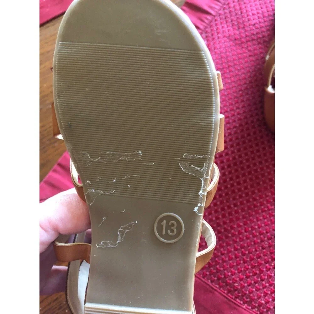 Girl's size 13 Cognac with gold bling Roman Sandals